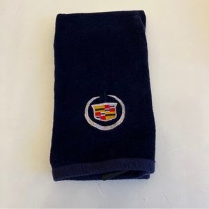 Golf Towel With Clip Dk Blue Embroidered Oldsmobile Logo Terry Town 100% Cotton